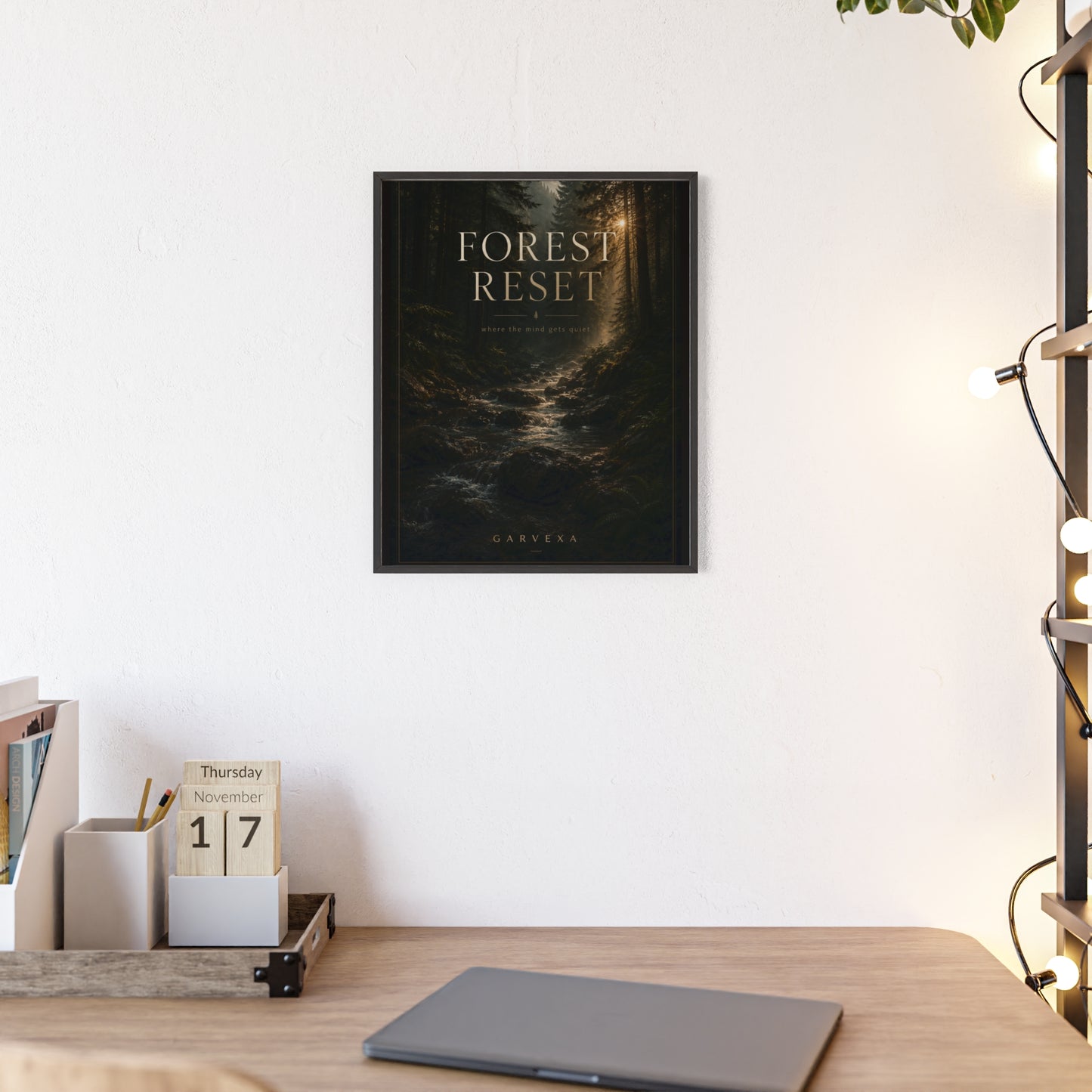 Forest Reset Framed Poster — Moody Woodland Wall Art