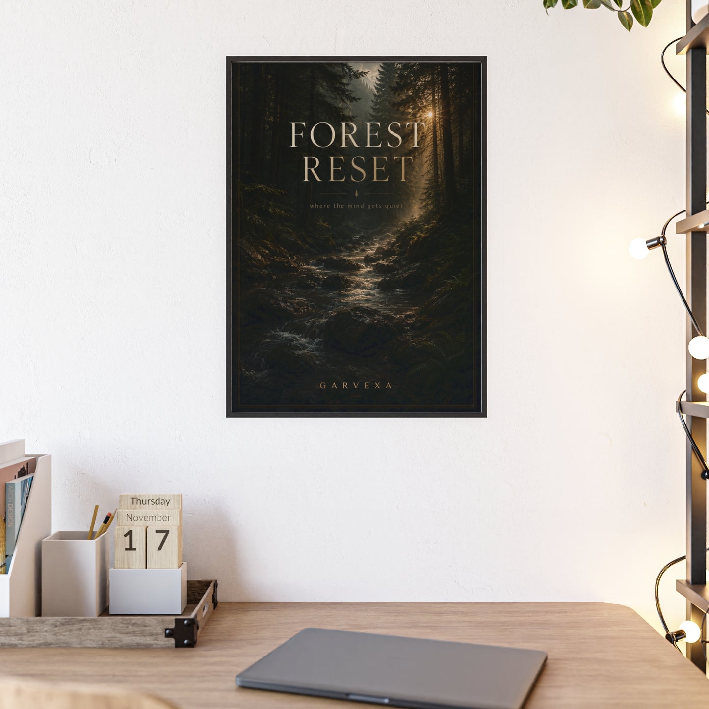 Forest Reset Framed Poster — Moody Woodland Wall Art